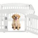 SMUG Dog Playpen 4Panel 24 Inch Safe Secure Indoor Outdoor Pet Fence, Folding Portable 35 x 35 x 24IN, Ideal for Small to Medium Dogs Easy to Clean (White)