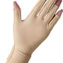 NURCOM Compression Arthritis Gloves Support for Women & Men, Relieve Pain & Swelling from Arthritis, Carpal Tunnel, Tendinitis, Tendonitis, Single Glove for Left & Right Hand, Open Finger, Beige, Large