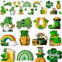 Glenmal 24 Pieces St. Patricks Day Decorations Shamrocks Ornaments Vintage Shamrocks Clover Wooden Hanging Tree Decorations Irish St Patrick's Day Ornaments for Home Office Small Tree