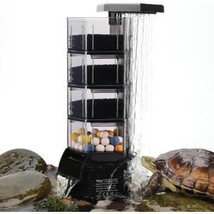 hygger Turtle Tank Filter with Adjustable Flow for Reptiles Frogs:Combinable Four-Layer Aquarium Filter,160GPH Quiet in-Tank Filter with Filter Media for 20 to 60 Gallon Low Water Level Aquarium