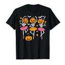 Girls Halloween Ballet Skeleton Pumpkin Girls Skeleton Women T-Shirt Size XS