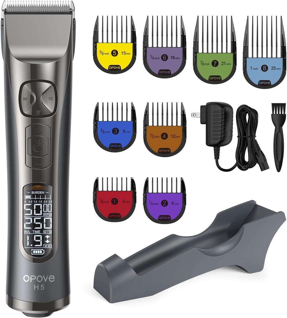 opove H5 Hair Clippers for Men, Professional Cordless Clippers with 250min Runtime & Smart LCD, Quiet Hair Trimmer, Perfect for Kids, Bearded Men, Women & Barbers (Black Gift Boxed) (1 Count (Pack of 1))