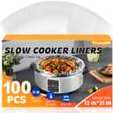100 Pack Slow Cooker Liners, Large Size 13"x 21" Cooking Bags Disposable Pot Liners, Plastic Slow Cooker Bags Fits 3-8 Quarts, BPA Free, Suitable for Oval & Round Pot