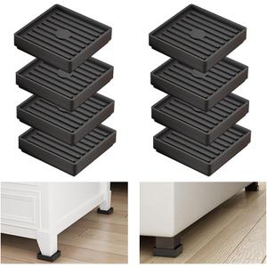 Bed Risers Heavy Duty, Set of 8, Stackable Square Furniture Risers, Adjustable Bed Furniture Risers Lifts Height 0.5-2 inch, Solid Non Slip Furniture Pad for College Dorm, Table, Couch, Chair