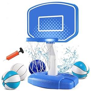 AOKESI Pool Basketball Hoop, Poolside Swimming Pool Basketball Game, Pool Accessories for Inground Pools, Indoor Outdoor Toy Hoop with Adjustable Height, Summer Water Games for Kids