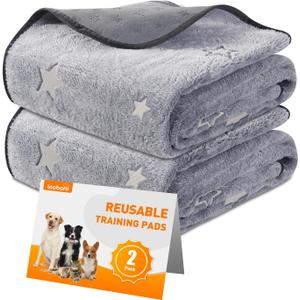 LOOBANI Washable Pee Pads for Dogs, Fast Absorption Reusable Puppy Pads, Waterproof Whelping Mats, Non Slip Training Pet Playpen Mat for Floor, Dog Crate, Grey 2 Pack 41 x 41 in