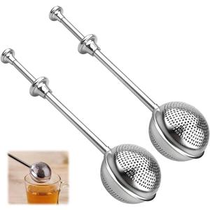 2Pcs Stainless Steel Tea Strainer Tea Infuser for Loose Leaf Tea,Tea Diffusers Fine Mesh Tea Ball Tea Accessories, Baking Supplies Baker's Dusting Wand Sugar Shaker Duster Flour Duster (Full Mesh)