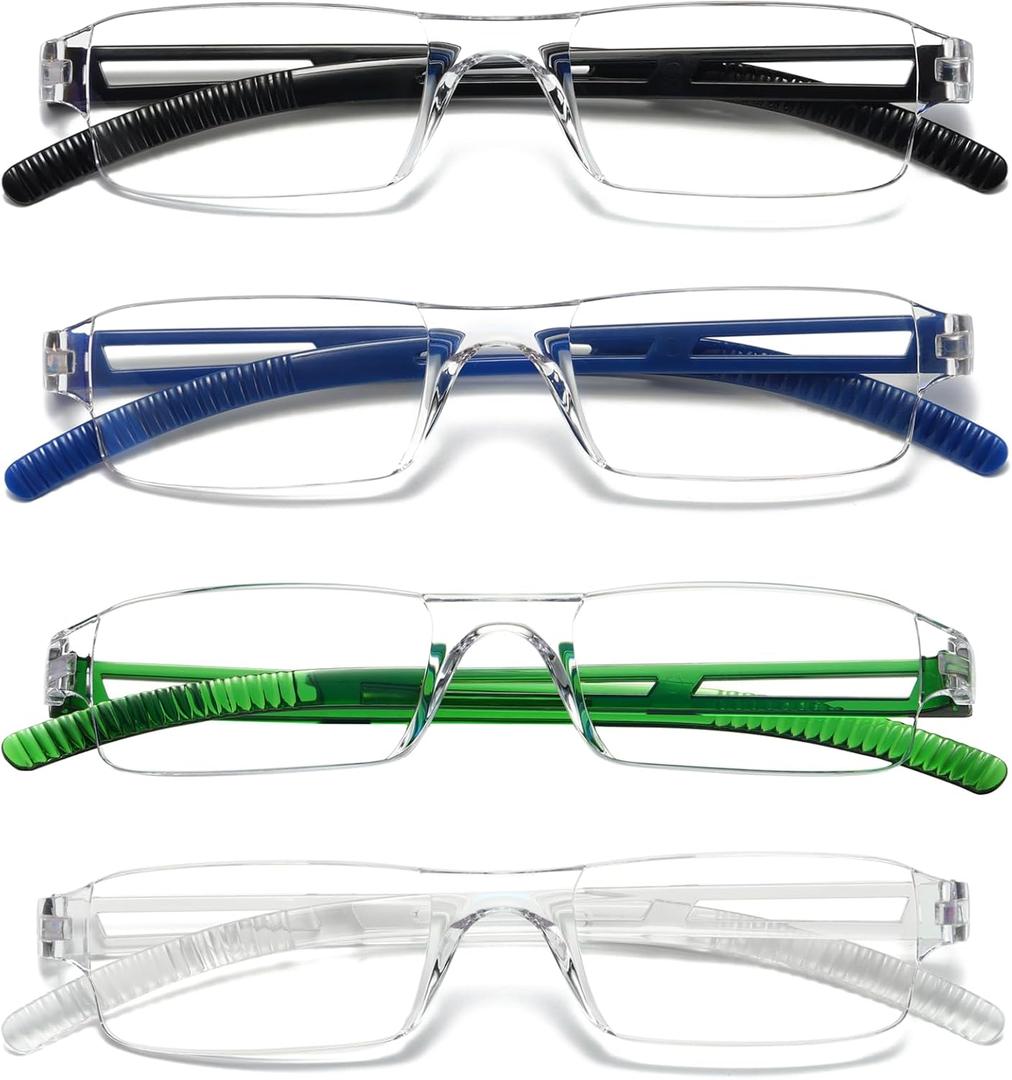 Viseng Blue Light Reading Glasses for Women & Men - Frameless Reading Glassesfashionable rectangular one-piece glasses frame for Computer & Book Reading +2.5