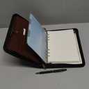 WASON Portfolio A5 Binder Journal with Zipper - Leather pu Writing Notebook Padfolio with Detachable Refillable Notebook, Legal Pad for Business Study and Travel Organizer (Coffee)