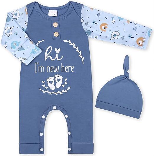 MVUOCR Baby One-Piece Rompers Infant Boys Girls Clothes Set Ribbed Long Sleeve Bodysuit Button Cute Newborn Outfits