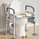 Raised Toilet Seat with Handles, Width & Height Adjustable Toilet Seat Risers for Seniors, Heavy Duty 400lbs Elevated Toilet Seat for Elderly, Pregnant, Handicap, Fit Any Toilet