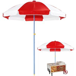 6.5ft Commercial Hot Dog Cart Umbrella, 7.5ft High Pole UV Blocking Waterproof Canopy for Outdoor Food Truck Mobile Vendors Catering Stand