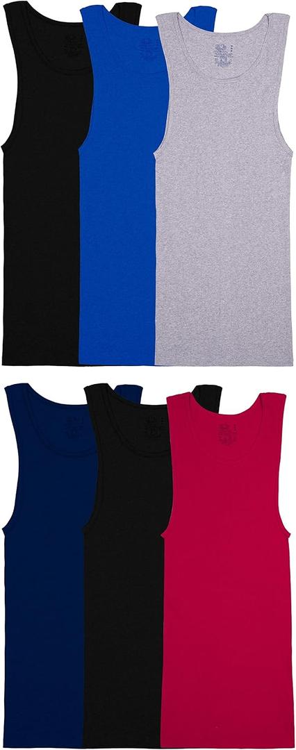 Fruit of the Loom Men's Sleeveless Tag Free Moisture Wicking Tank A-Shirt, 5 Pieces (L)