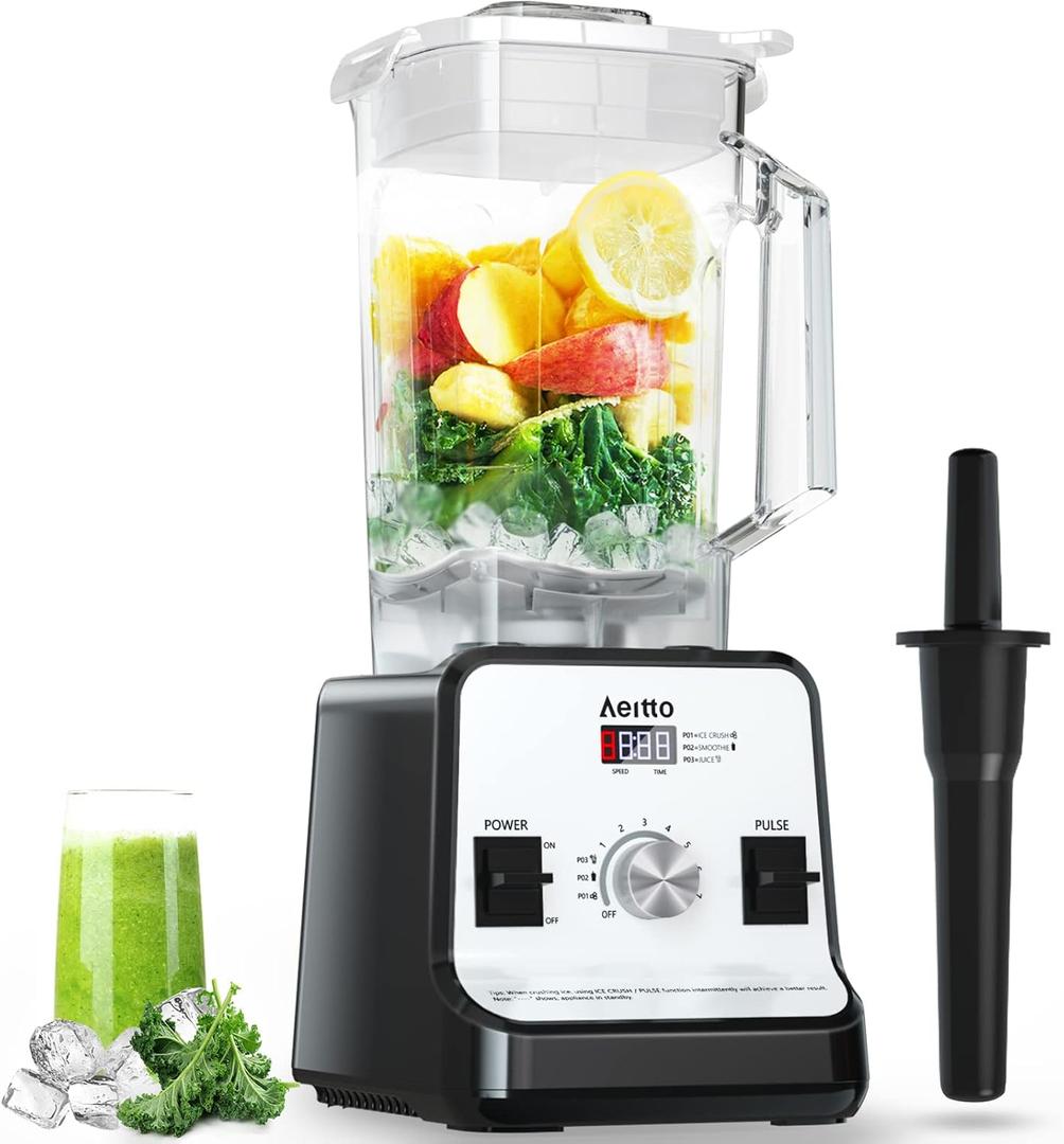 Aeitto Blender for Kitchen, 68 Oz Large Capacity Professional Countertop Blender, 1500-Watt Smoothie Blender for Ice Crush, Frozen Drinks, Silver