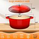 Enameled Cast Iron Dutch Oven Pot with Lid, Incl. Sourdough Bread Baking Supplies Like Banneton Bread Proofing Basket, Starter Jar, Bread Lame, 5QT Dutch Oven for Bread Baking, Oven Safe up to 500F
