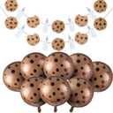 10 Pcs 21 Inch Cookie Balloons Cookies Milk Birthday Party Decorations Include 8 Foil Chocolate Chip Biscuit Inflatables Decor and 2 Banners for Birthday Party Supplies Baby Shower