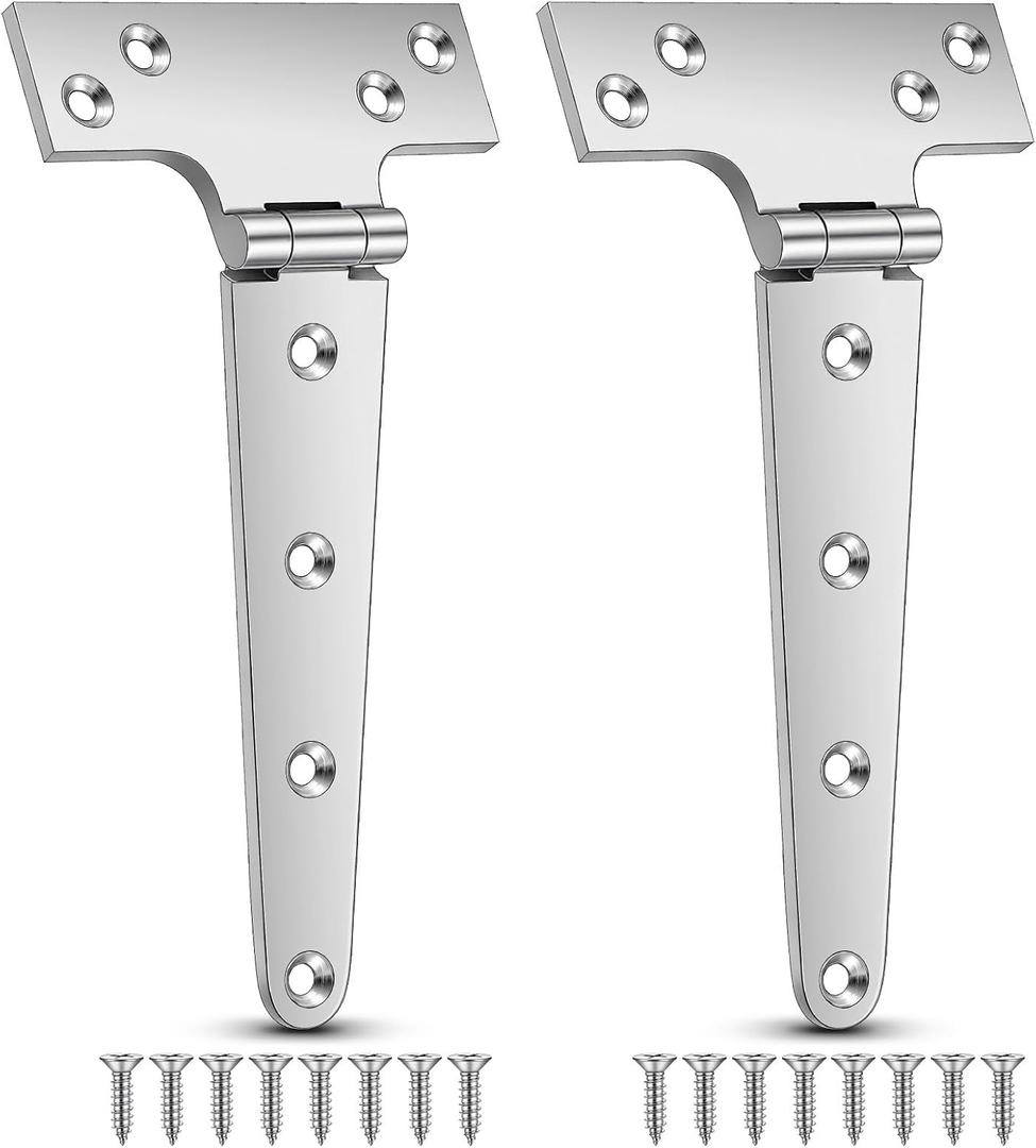 Moxweyeni 2 Pcs 8 x 4 Inches 316 Stainless Steel T Hinges Marine Grade Heavy Duty Boat Hatch Hinge with Screws for Hatch, Yacht, Gate, Door, Fence, Barn, Cabinets, Windows