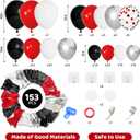 Amandir 153pcs Red Black and White Balloon Arch Garland Kit Different Sizes 18 12 10 5inch Silver Latex Metallic Confetti Graduation Balloons for Birthday Wedding Movie Night Casino Party Supplies