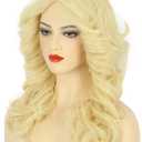 karlery Women 70s Feathered Wig Long Blonde Wave Disco Singer Wig Vintage Costume Wig Halloween Party Costume Wig, 10.51 x 7.99 x 0.83 in