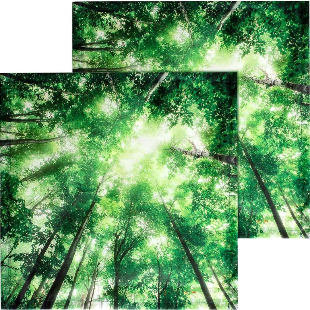 2 Pcs Fluorescent Light Covers 2 x 2 ft Light Filters Magnetic for Ceiling Lights Classroom(Forest)