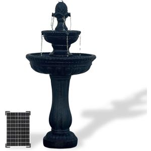 XBrand 39" 2-Tier Outdoor Freestanding Solar Water Fountain - Classic Design, Black Resin Bird Bath with Pump - Ideal for Yard, Lawn and Garden, Porch Dcor
