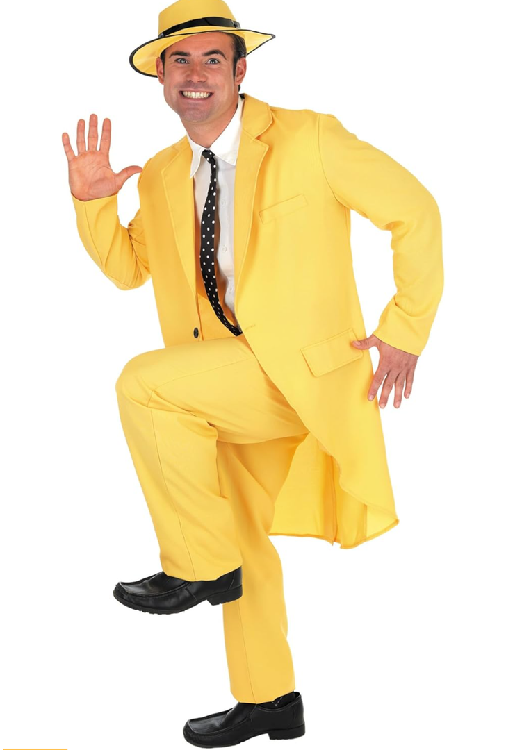 fun shack Adult Yellow Man Costume, Mens Zoot Suit, 90s Movie Character Costume For Men, Halloween Costume L 