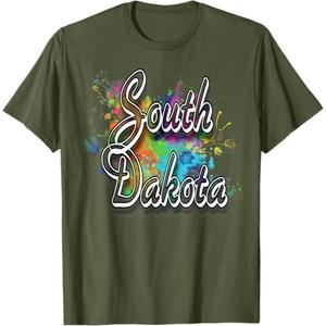 South Dakota Apparel For Men Women & Kids - South Dakota T-Shirt (Small, Olive Green)