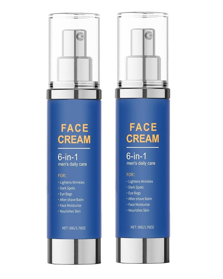 Face Cream for Men, 6 Benefits in One Easy Step, Alleviates Eye Bags, Removes Dark Spots, Reduces Wrinkles, Soothes Skin After Shaving, Face Moisturizes, Skin Nourishes Deeply - 2 Pack, BBD: 04/06/2028