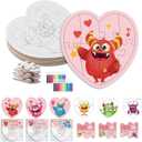 Fennoral 24 Pack Valentines Day Gifts for Kids Classroom Color Your Own Heart Monster Jigsaw Puzzles with Card DIY Coloring Valentine's Day Craft Kit Art Activities Valentines Party Favor Supplies