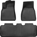 Floor Mats for Tesla Model Y 3PCs Accessories 2024 Floor Mats Material TPE for 5 Seater Cargo Liner Compatible with Tesla Model Y 2024 2023 2022 2021,Set of 6 Mats (Not Fit 7-Seat) (3 PCS for 5-Seat)