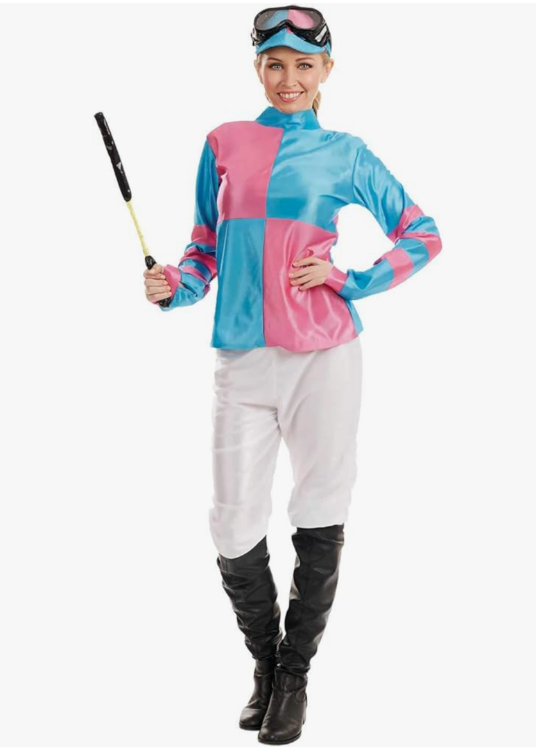 fun shack Womens Jockey Costume, Horse Jockey Outfit, Equestrian Halloween Costume for Women, Racing Attire XL