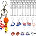 RF REENFAYA Beadable Keychain Bars Bulk Blank Creative Cute Keychains Bar with Baseball PVC Keychain Gifts for DIY Crafts