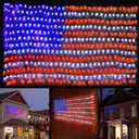 (New) American Flag Lights, Outdoor String Lights 420 LED Waterproof Led Flag Net Light Patriotic Ornaments for Outdoor Home Yard,Garden, Camping, Memorial Day, 4th of July, Christmas Decorations