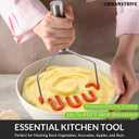 3 x Urbanstrive Non-Scratch Silicone Potato Masher Kitchen Tool, Potatoes Masher Potato Masher Stainless Steel Wrapped In Premium Silicone, Potato Smasher, Orange