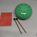 Steel Tongue Drum 8 Notes 6 Inches Steel Hand Drum Tank Drums Mallets Set, Entertainment Meditation Yoga Zen Gifts (Green)