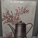 LYUNSHUO Farmhouse Canvas Wall Art Rustic Watering Cans Branches with Red Berries on Grey Background Picture Vintage Painting Prints for Kitchen Home Decor Frame(Picture-3,16.00"x24.00")