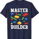Master Builder Kids Block Building Brick Builder T-Shirt, Medium Youth Size