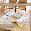 Faux Travertine Stone Finish Resin Book Holder for Recipe Book Display Stand, Coffee Table Books, 2 Pieces Slot Together, Neutral Beige Coffee Table Decor