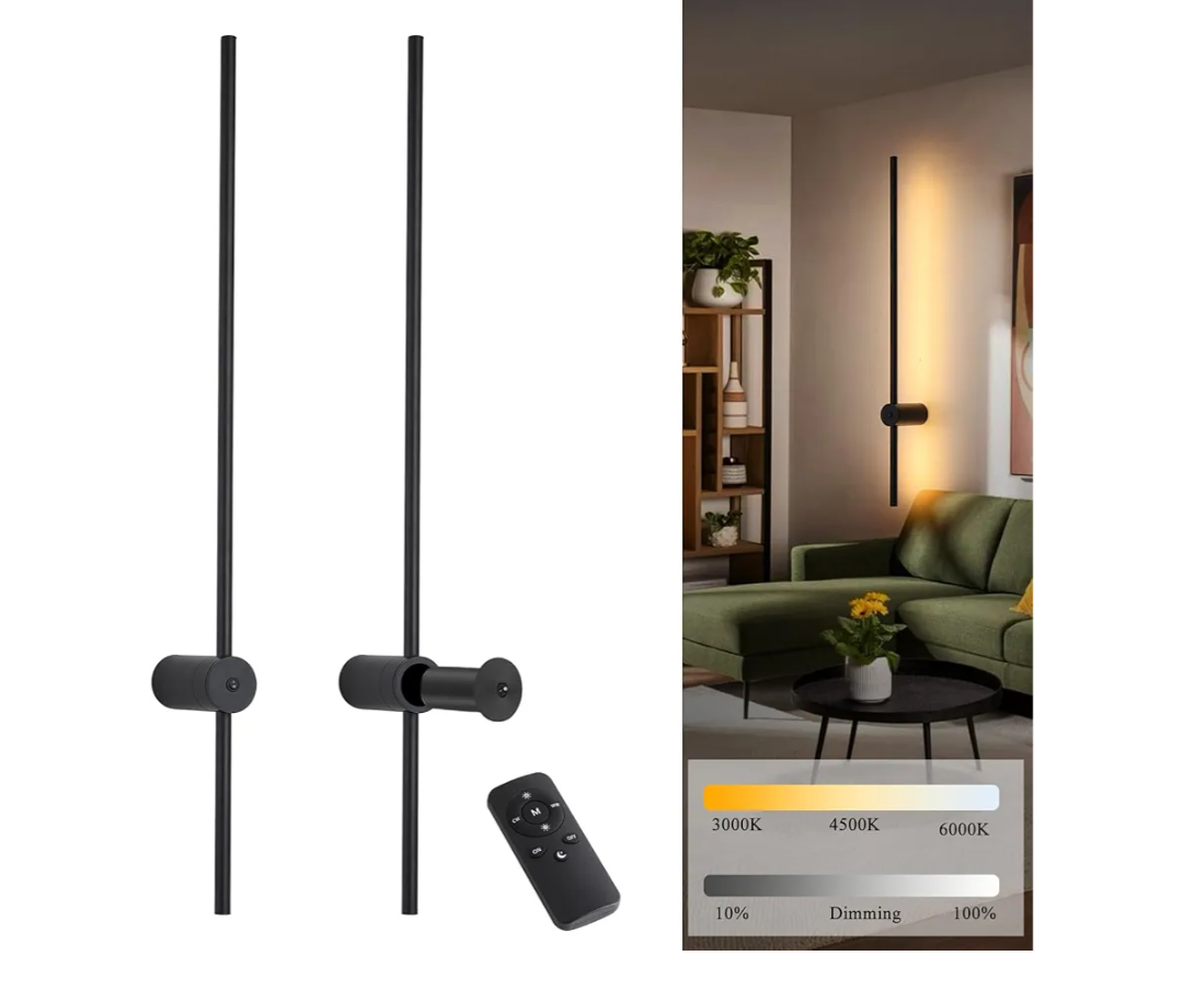 Battery Operated Wall Sconces Set of Two with Remote Control; 40 Inch Rechargeable Wireless Dimmable Wall Lights; Black Cordless Wall Sconce for Living Room Hallway Bedroom 2 Pack Battery Operated Wall Sconces Set of Two with Remote Control; 40 Inch Rechargeable Wireless Dimmable Wall Lights; Black Cordless Wall Sconce for Living Room Hallway Bedroom 2 Pack