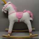 Rocking Horse - Soft and Plush Ride-On Unicorn with Sturdy Wooden Base - Hand-Crafted Toy Rocker for Toddlers Ages 3 and Up by Happy Trails (White)