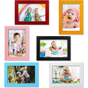 Namalu 4 x 6 Picture Frames Set of 6, Colorful Rustic Retro Photo Frame Bulk with Hd Acrylic Wood Photo Frames, Wall Mount and Tabletop Display Family Friends Wedding Gift