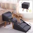 21.06H Dog Stairs for High Bed, 6-Step Pet Stairs with Split Ottoman Design - Tall Dog Steps Convertible to Bedside Table Nightstand, Large Non-Slip Stairs for Big Medium Dogs to Bed
