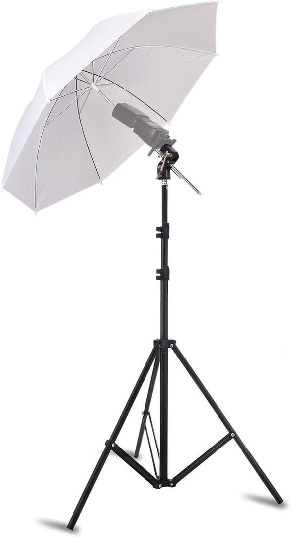 Selens Photo Umbrella Kit 33"/84cm White Soft Umbrella with Light Stand and Metal Flash Bracket Mount for Portrait Photography , Studio and Video Lighting