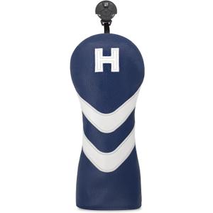 Golf Head Cover Golf Club Blue Leather Headcovers Set Fits Driver Fairway Wood Hybrid Utility Putter Iron Wedge Headcover.