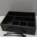 Paper Plate Dispenser and Holder for Kitchen Counter, Wood Rustic Silverware Utensil Caddy, Cutlery Flatware Organizer Box for Cups Spoons Forks Napkins, Kitchen Accessories (Black)