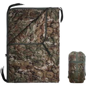 Camo Poncho Liner, Army Blanket, Military Sleeping Bag, with A Compression Carrying Bag, for Traveling, Hiking, Camping, Outdoor Survival, Car Blanket