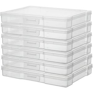 novelinks 6 Pack 5"x7" Clear Photo Storage Boxes with Lids, Plastic Photo Organizer Cases and Picture Boxes, Picture Storage Containers for Greeting Cards, Task boxes, Board Games