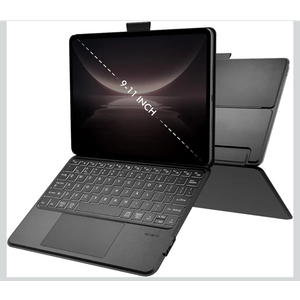 Universal Keyboard Case for 9-11 Inch Tablets, Dual Bluetooth Detachable Keyboard for Android Tablets/iPads/Galaxy Tabs, Magnetic Backlit Keyboard with Washable Adhesive Mount&Any-Angle Stand&Trackpad, Black