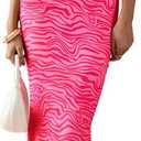 PRETTYGARDEN Maxi Dresses for Women 2025 Summer Halter Leopard Print Backless Sexy Bodycon Cocktail Beach Long Dress (Pink, L)