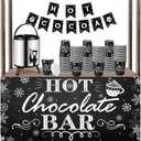 Sliner 103 Pcs Hot Chocolate Stand Bar Supplies Kit Include 1.3 Gallon Hot Cocoa Drink Dispenser, Banner Sign, Tablecloth, 100 Disposable Paper Cups with Lids for Christmas Winter Party(Black) 